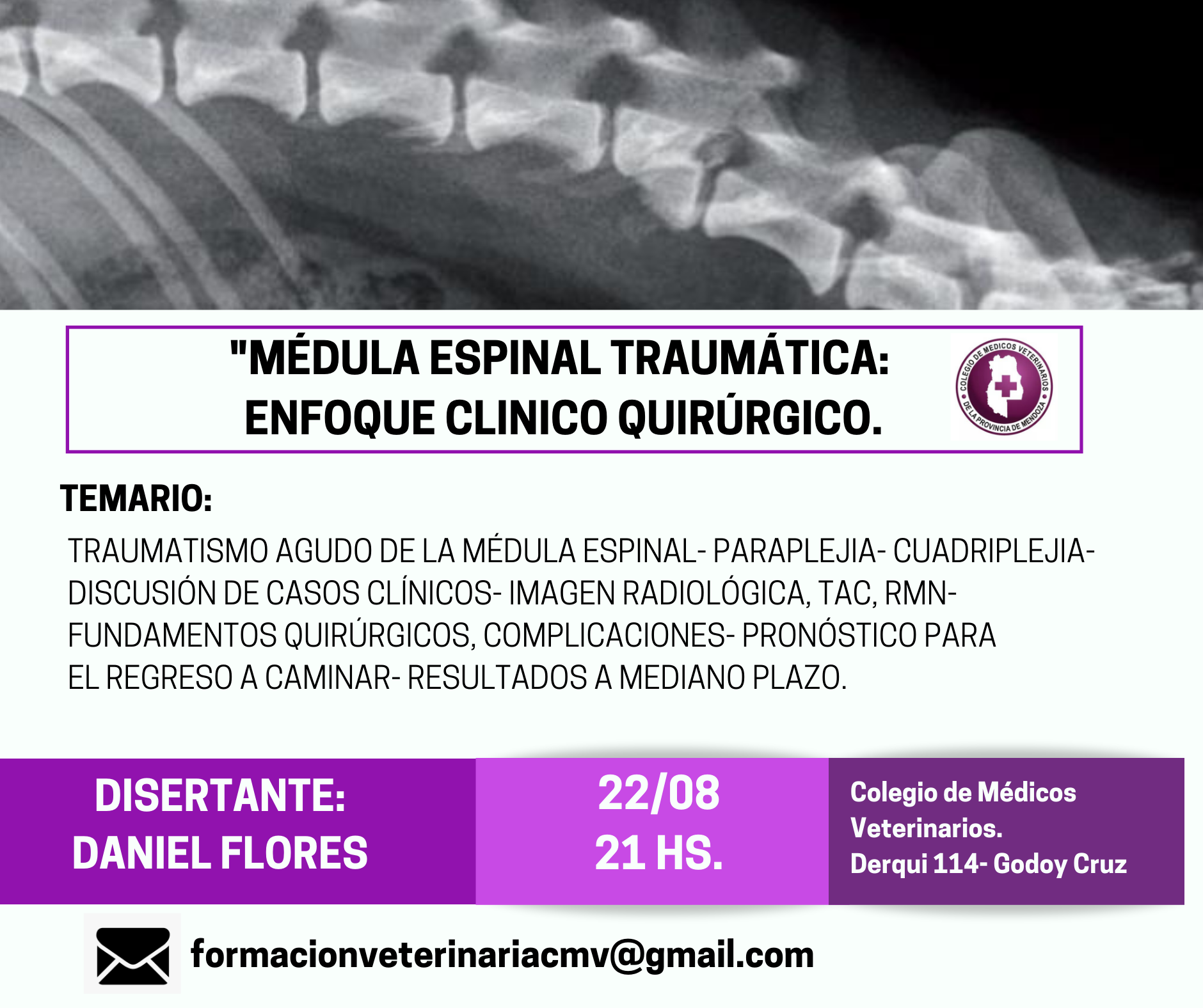 Jornada MÉDULA ESPINAL TRAUMÁTICA: ENFOQUE CLÍNICO QUIRÚRGICO