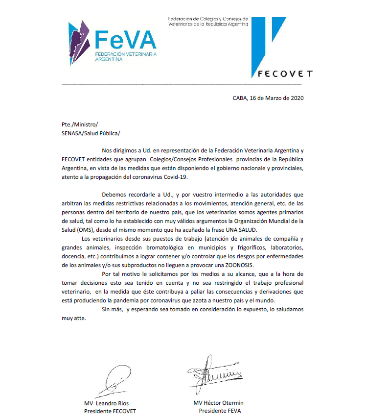 Comunicado de FEVA por el Coronavirus