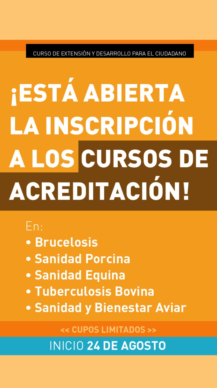 Están abiertas las inscripciones a los cursos de acreditación del SENASA