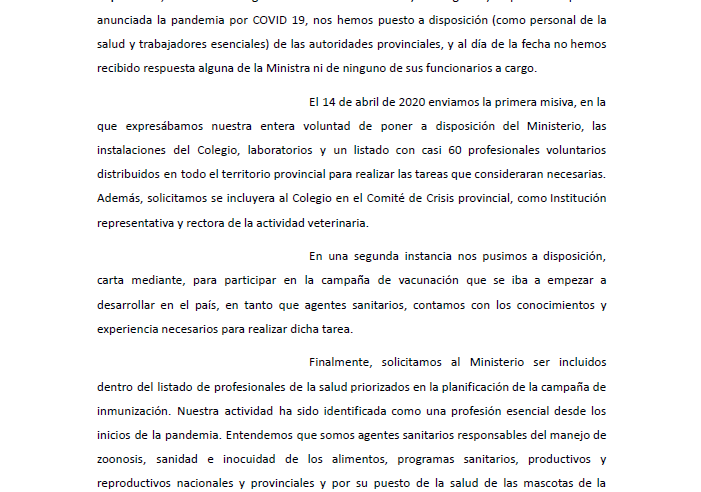 Carta Pública al Ministerio de Salud de la Provincia de Mendoza