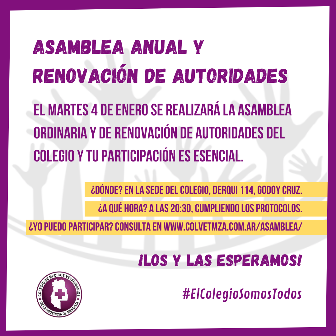 Hoy se realizará Asamblea Anual Ordinaria y Renovación de Autoridades.