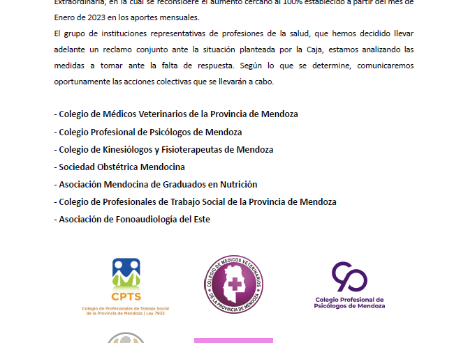 2° Comunicado sobre los aumentos de la Caja de la Salud.