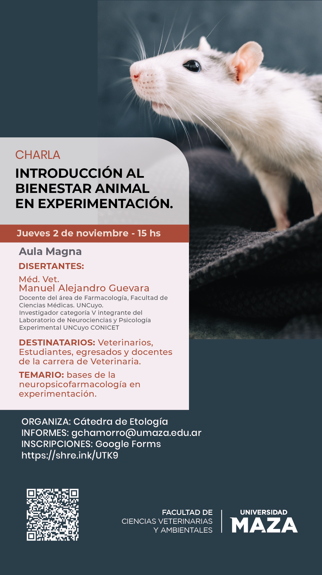 Charla «Introducción al Bienestar Animal en Experimentación»