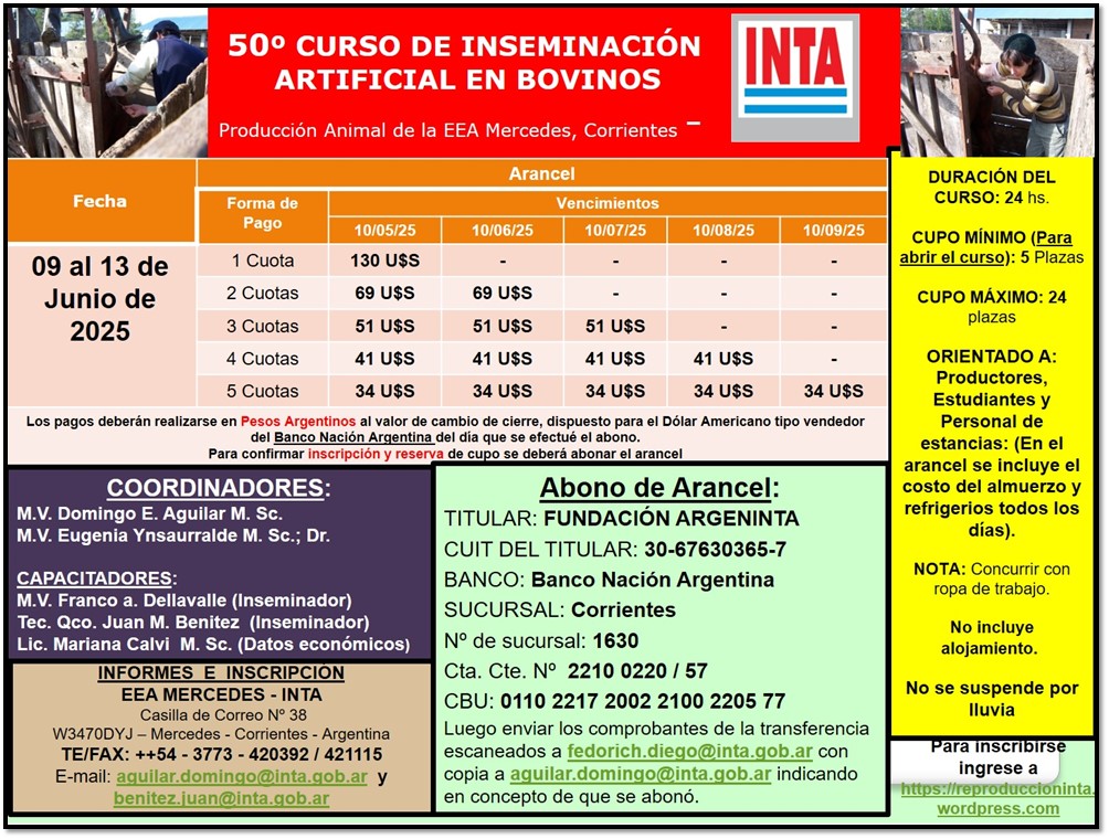 Curso «Inseminación Artificial en Bovinos»