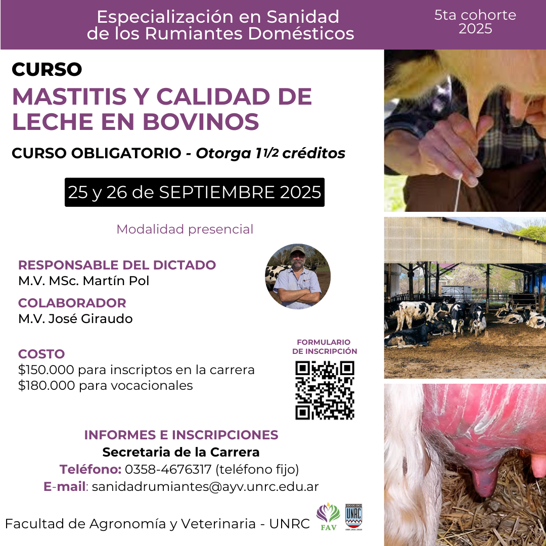 Curso «Mastitis y calidad de leche en bovinos»